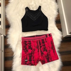 UA Red & Black Spandex Compression Shorts